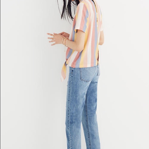 Madewell Striped Front Tie Tee - Picture 3 of 7